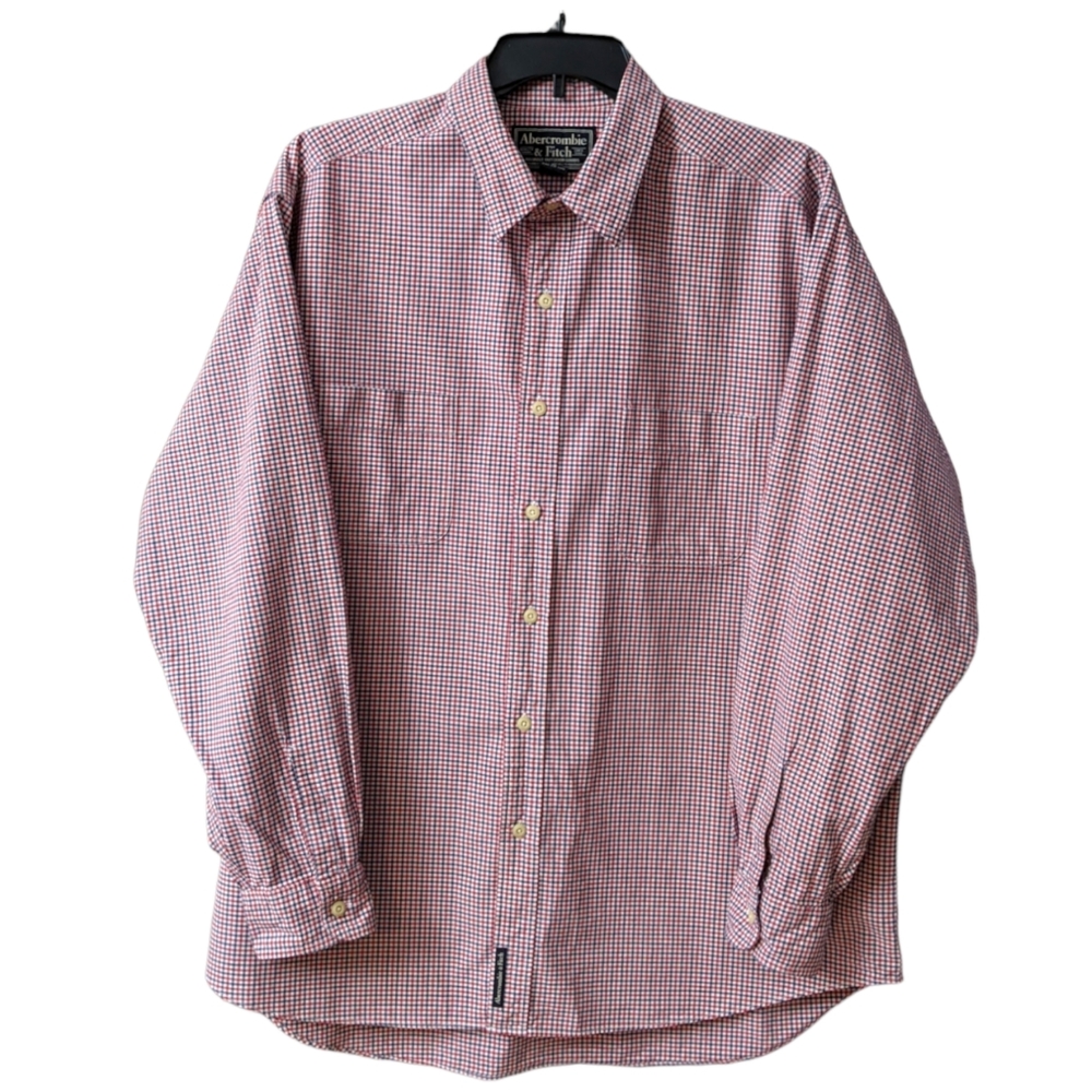 Abercrombie & Fitch Men's Long Sleeve Button Up Shirt Size XL Red Blue READ